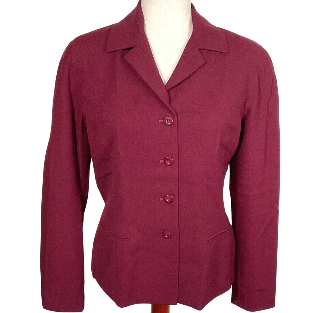 Talbots Blazer Women 6 Cranberry Pink Woolmark Classic Career Crepe Jacket USA‎